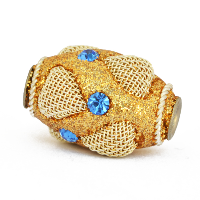 50pc Golden Glitter Beads Studded with Rhinestones & Accessories