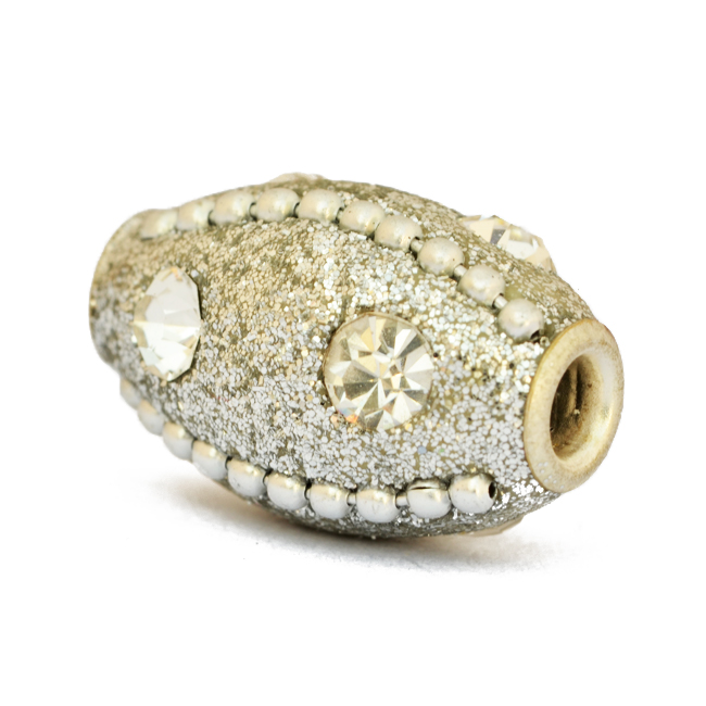 Silver Glitter Beads Studded with Rhinestones & Metal Chains Maruti Beads