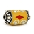 Yellow Beads Studded with Metal Rings + Balls + Red Glass Chips