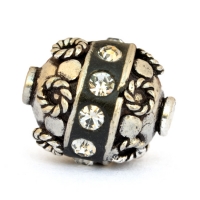 Black Beads Studded with White Rhinestones Black Beads Studded with White Rhinestones
