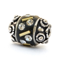 Black Beads Studded with Glass Tubes & White Rhinestones Black Beads Studded with Glass Tubes & White Rhinestones