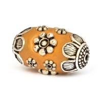 Yellow Beads Studded with Metal Flowers + Balls
