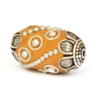 Yellow Beads Studded with Metal Rings + Balls + Chain Yellow Beads Studded with Metal Rings + Balls + Chain