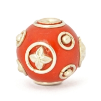 Red Round Beads Studded with Metal Rings, Balls & Accessories
