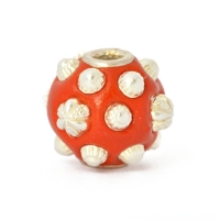Red Round Beads Studded with Silver Plated Accessories