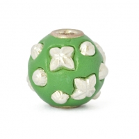 Green Round Beads Studded with Silver Plated Accessories
