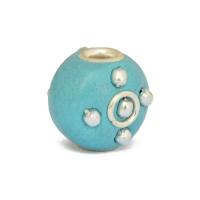 Blue Tablet Shaped Beads Studded with Metal Rings + Balls
