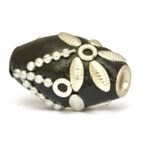 20 x 14 mm Black Cylindrical Beads Studded with Metal Chains & Accessories