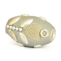 20 x 14 mm Gray Kashmiri Beads Studded with Metal Hearts + Accessories