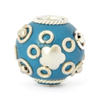 Blue Round Beads Studded with Metal Rings, Balls & Accessories