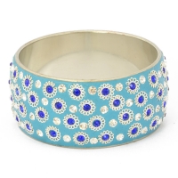 Handmade Blue Bangle Studded with Blue & White Rhinestones
