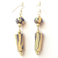 Handmade Earrings with Blue & White Color Beads
