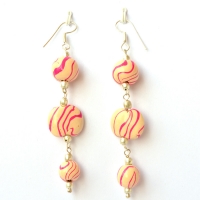 Handmade Earrings with Pink & Cream Color Beads