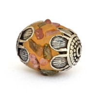 Yellow Beads Studded with Multi Color Tourmaline