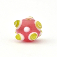 Pink Glass Beads with Green Spikes