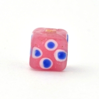 Pink Glass Beads with Blue Spots