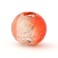 Transparent Crackle Round Glass Beads in Red Shade