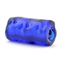 Tube Shaped Transparent Blue Glass Beads with Silver Foil