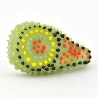 Green Glass Beads with Multicolor Spikes