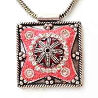 Handmade Pink Pendant Studded with Rhinestones & Metal Accessories