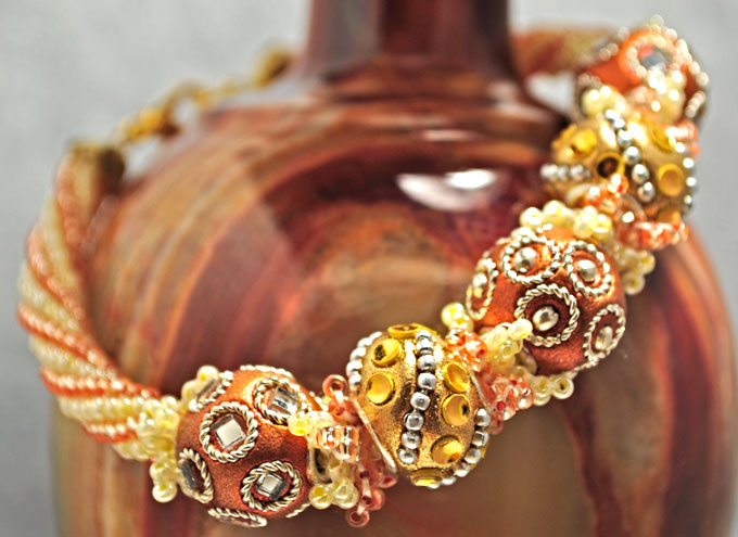 Champagne Kashmiri Beads Twist Bracelets