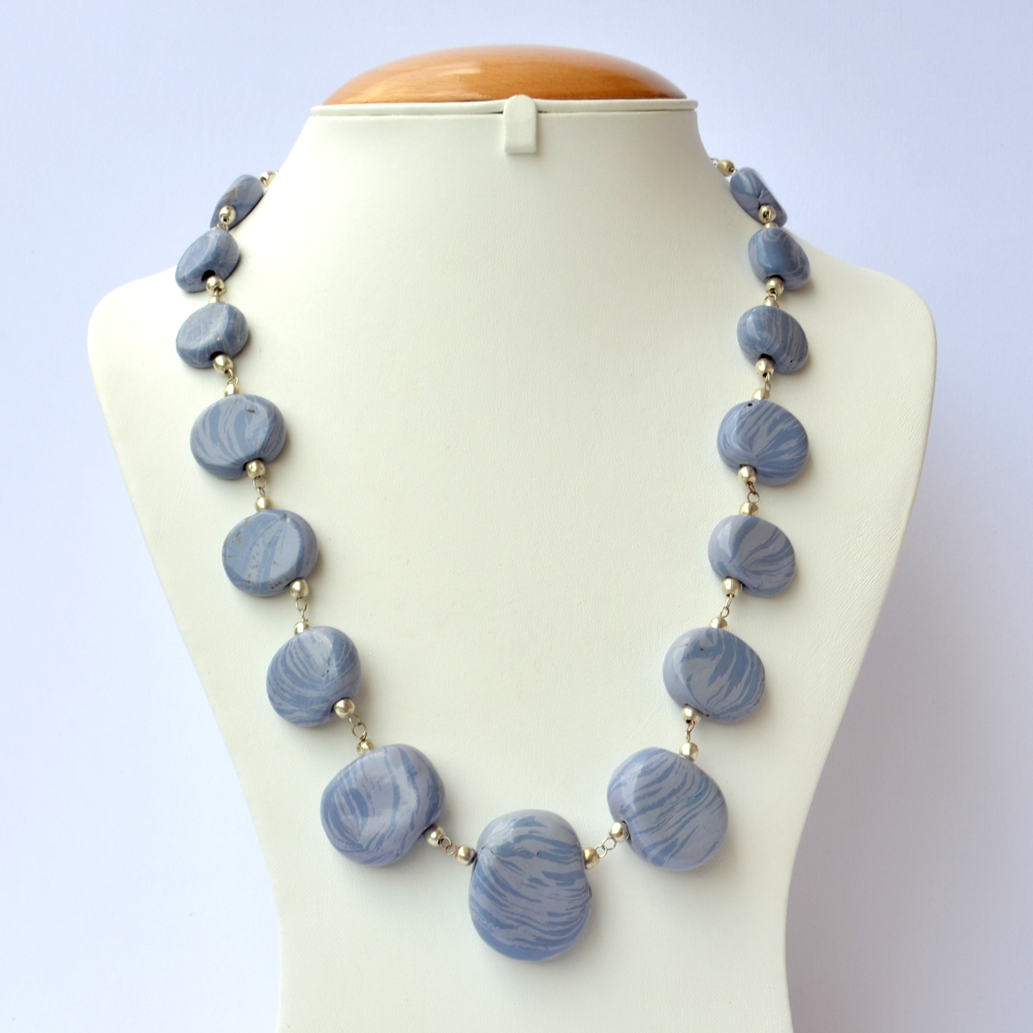 Handmade Necklace with Blue Beads having Light Blue Blend | Maruti Beads