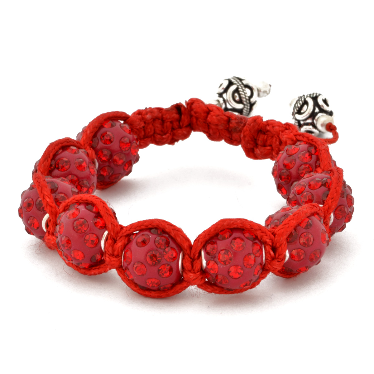 Adjustable light red and yellow natural amber shamballa bracelet