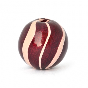 Maroon Round Lac Beads with White Stripes