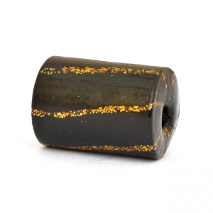 Black Cylindrical Beads with Golden Stripes