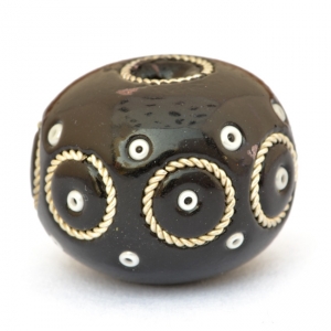 Egg Shaped Bead with Metal Rings & Seed Beads