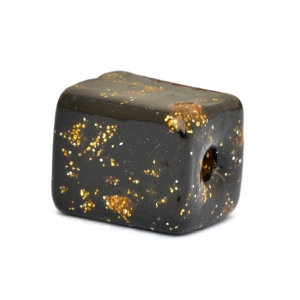 Black Square Beads having Golden Spots