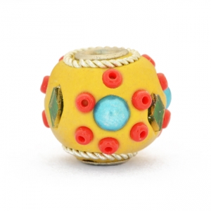 Yellow Beads Studded with Seed Beads, Mirror Chips & Accessories