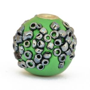 Green Beads Studded with Seed Beads