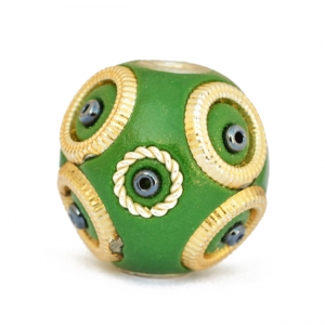 Green Kashmiri Beads Studded with Seed Beads & Accessories