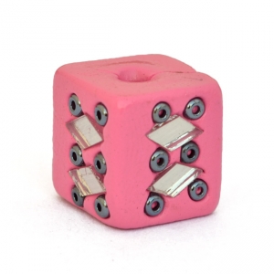 Pink Beads Studded with Mirror Chips & Seed Beads