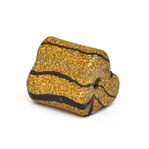 Golden Triangular Beads with Black Stripes