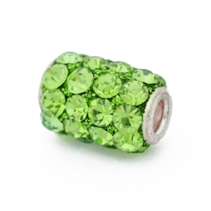 Green Cylindrical Rhinestone Beads
