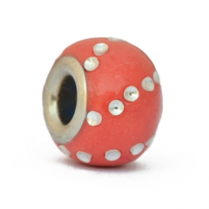 Red Euro Style Beads Studded with Silver Color Accessories