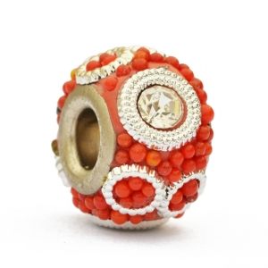 Red Bead Studded with Rhinestones, Grains & Accessories