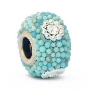 Blue Euro Style Bead Studded with Rhinestones & Grains