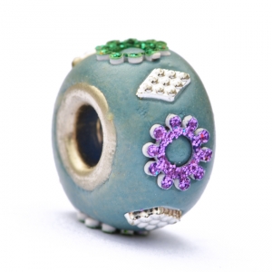 Blue Euro Style Bead Studded with Glittering Flowers & Accessories