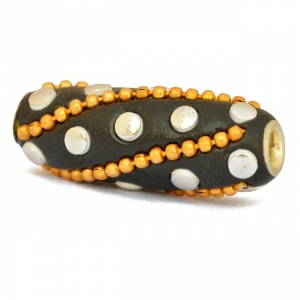 Black Tube Beads Studded with Golden Chains & Accessories