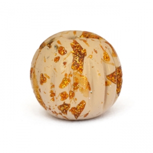 Cream Color Beads with Golden Spots having Engraved Linings