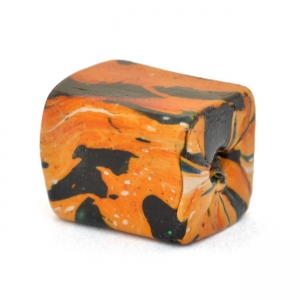 Orange Square Beads having Black Spots