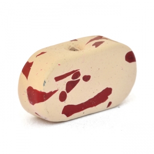 Cream Color Tablet Beads with Red Spots