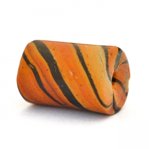 Orange Lac Beads with Spiral Black Stripes