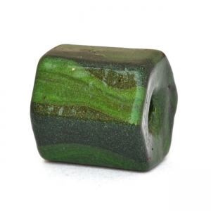 Green Hexagon Lac Beads with Stripes