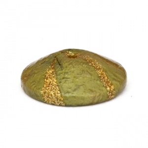 Unusual Shaped Green Lac Beads with Golden Stripes