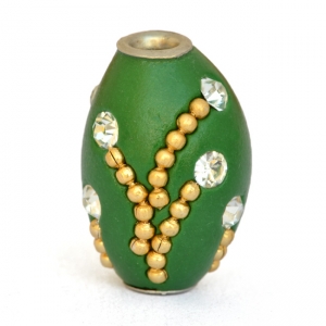 Green Beads Studded with Metal Chains & Rhinestones