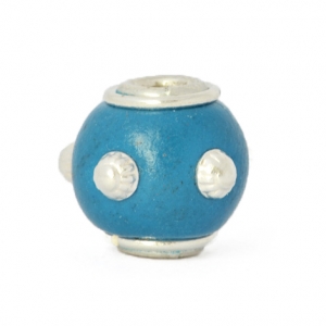 Blue Round Kashmiri Beads Studded with Metal Rings & Accessories